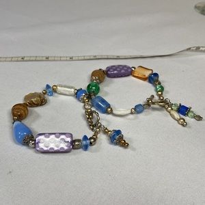 Two fun coordinating glass bead toggle bracelets